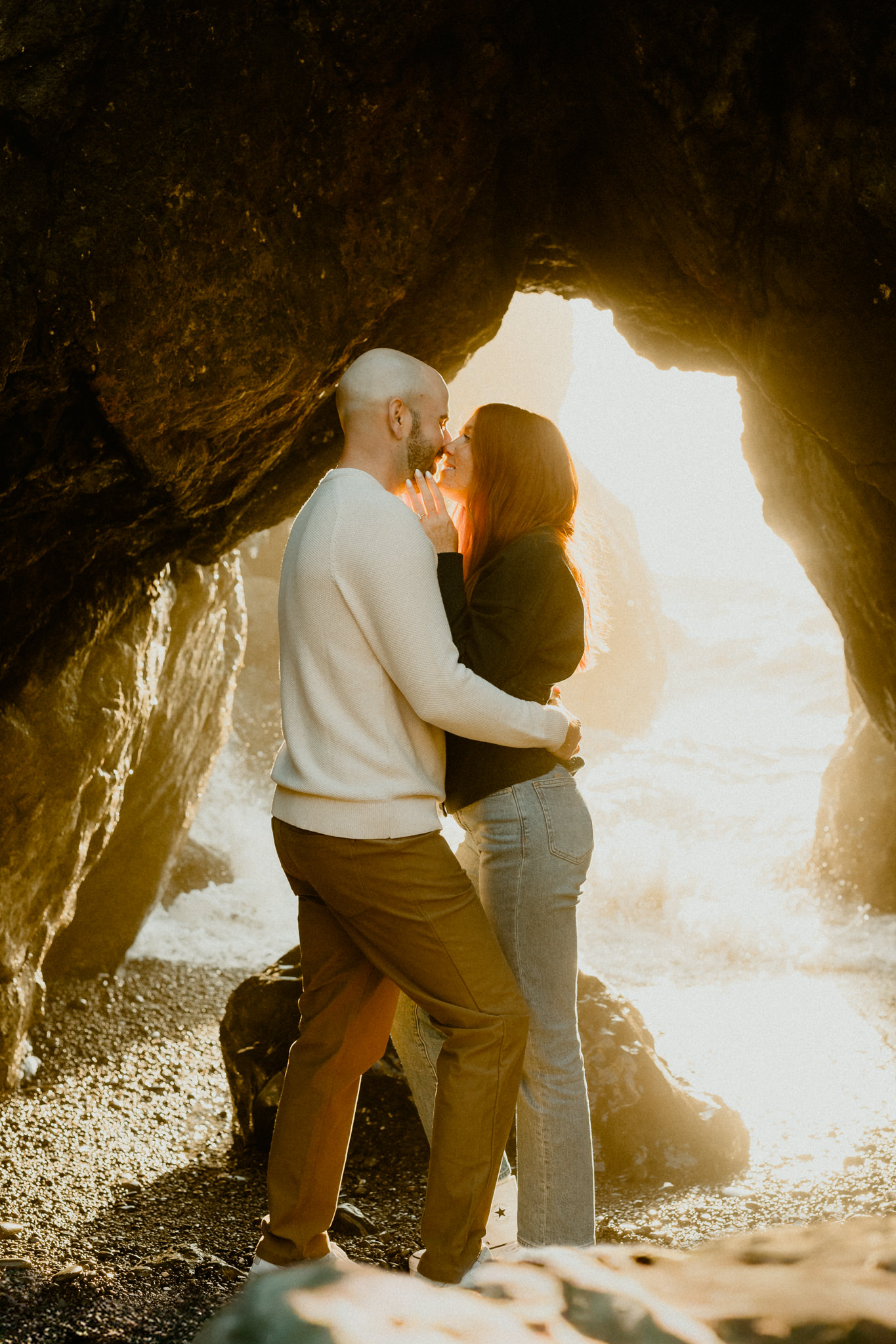 Breathtaking sunset engagement photos at Ruby Beach Olympic National Park