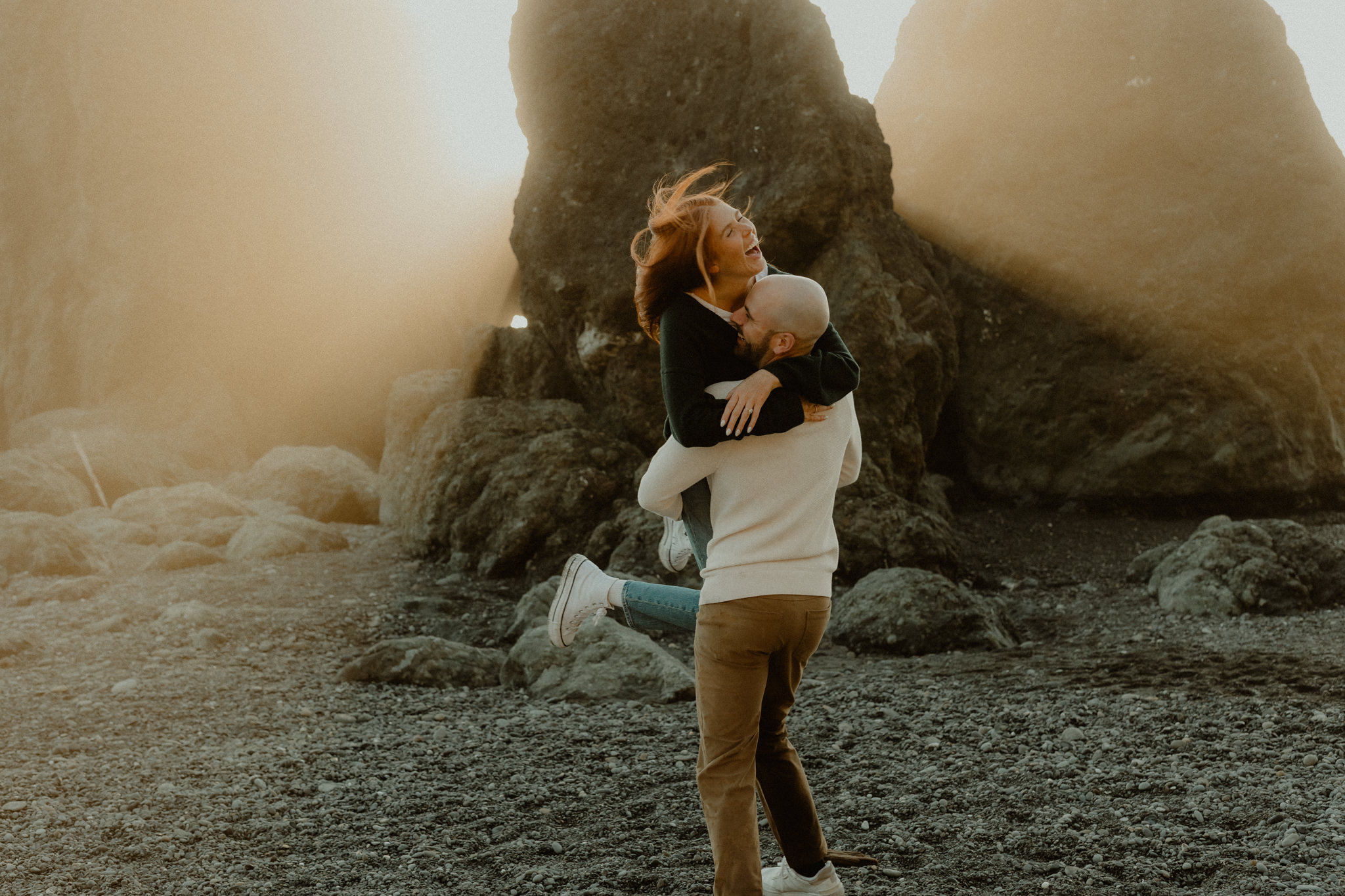 Sunset engagement photos at Ruby Beach Olympic National Park