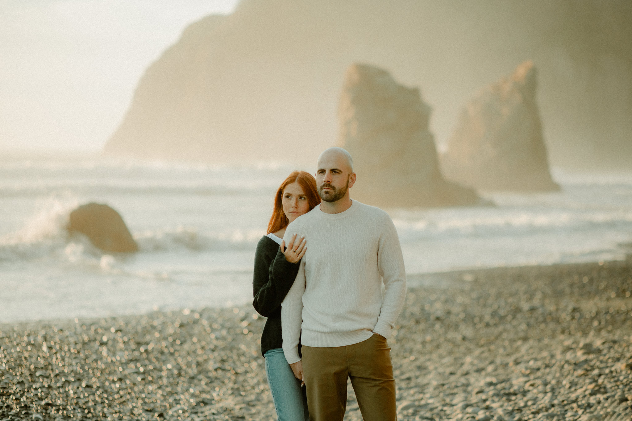 Sunset engagement session at Ruby Beach in Forks, Washington
