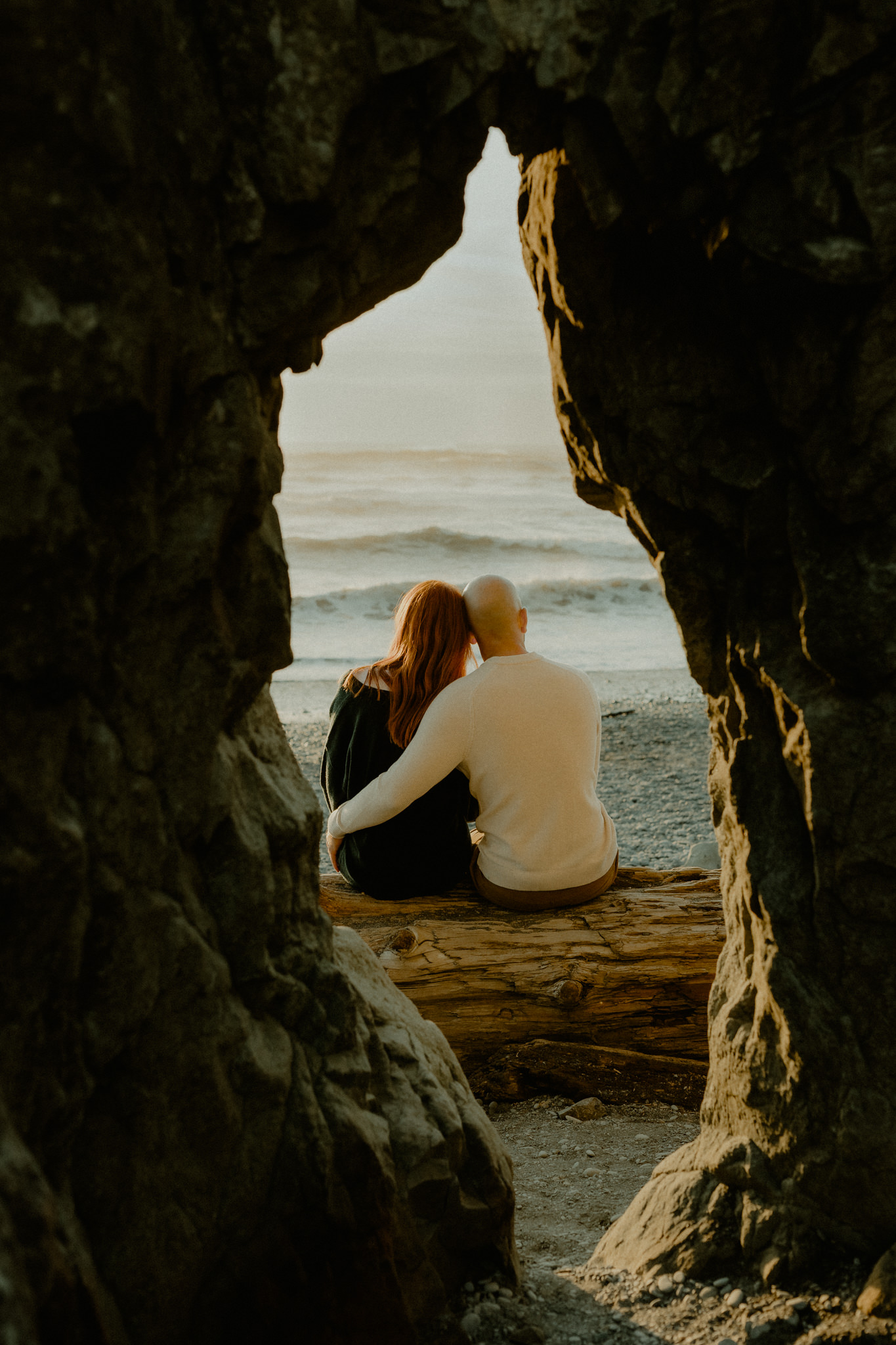 Sea stack engagement session at Ruby Beach