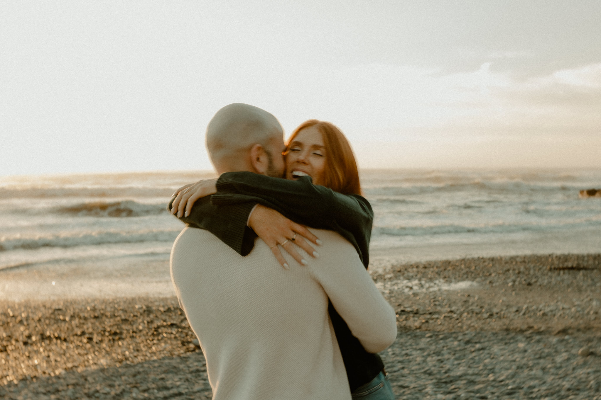 Romatic golden hour beach portrait