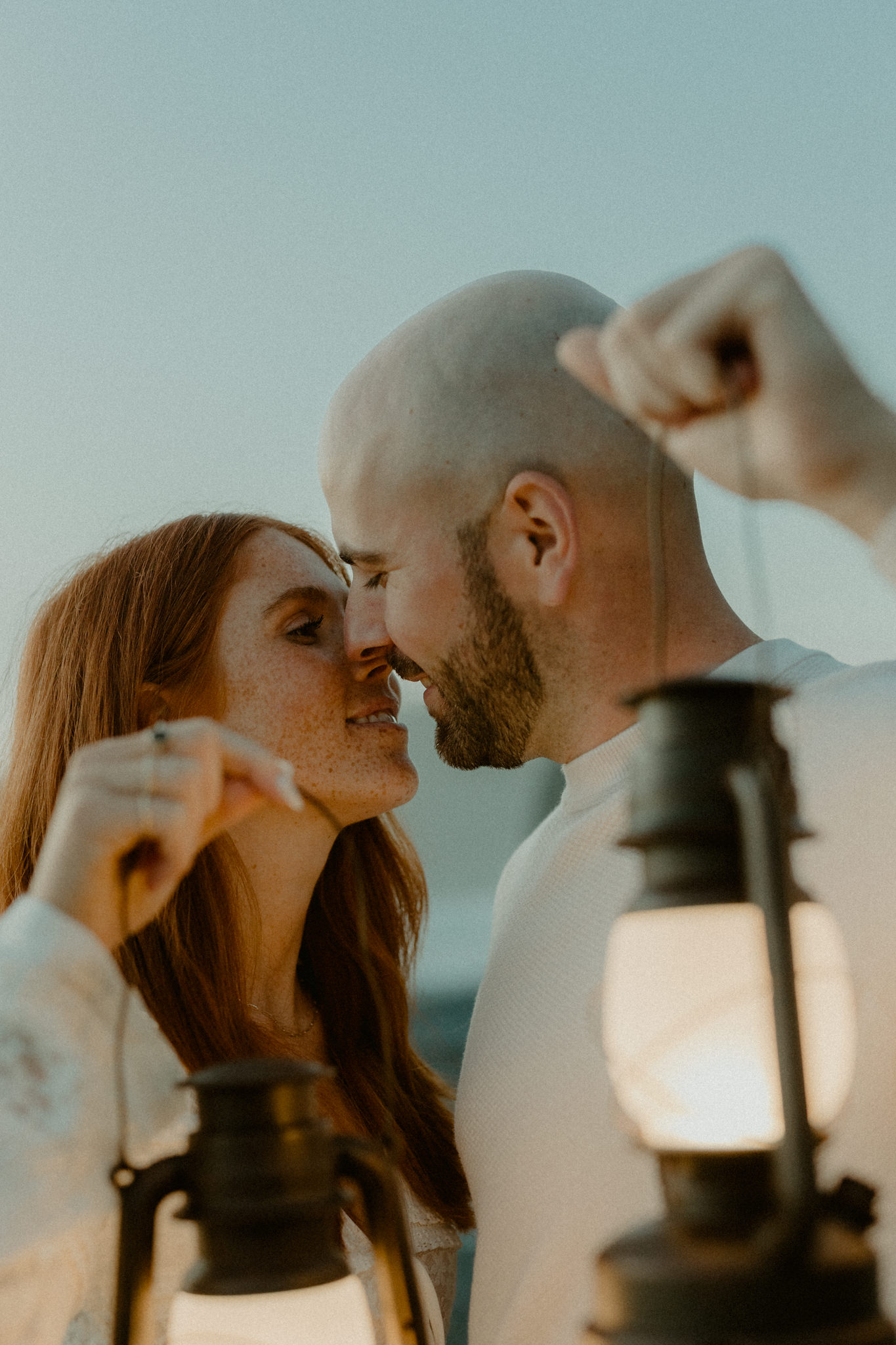 Blue hour engagement portraits at Ruby Beach Washington coast