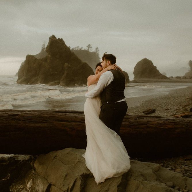 adventurous ruby beach elopement in forks, wa