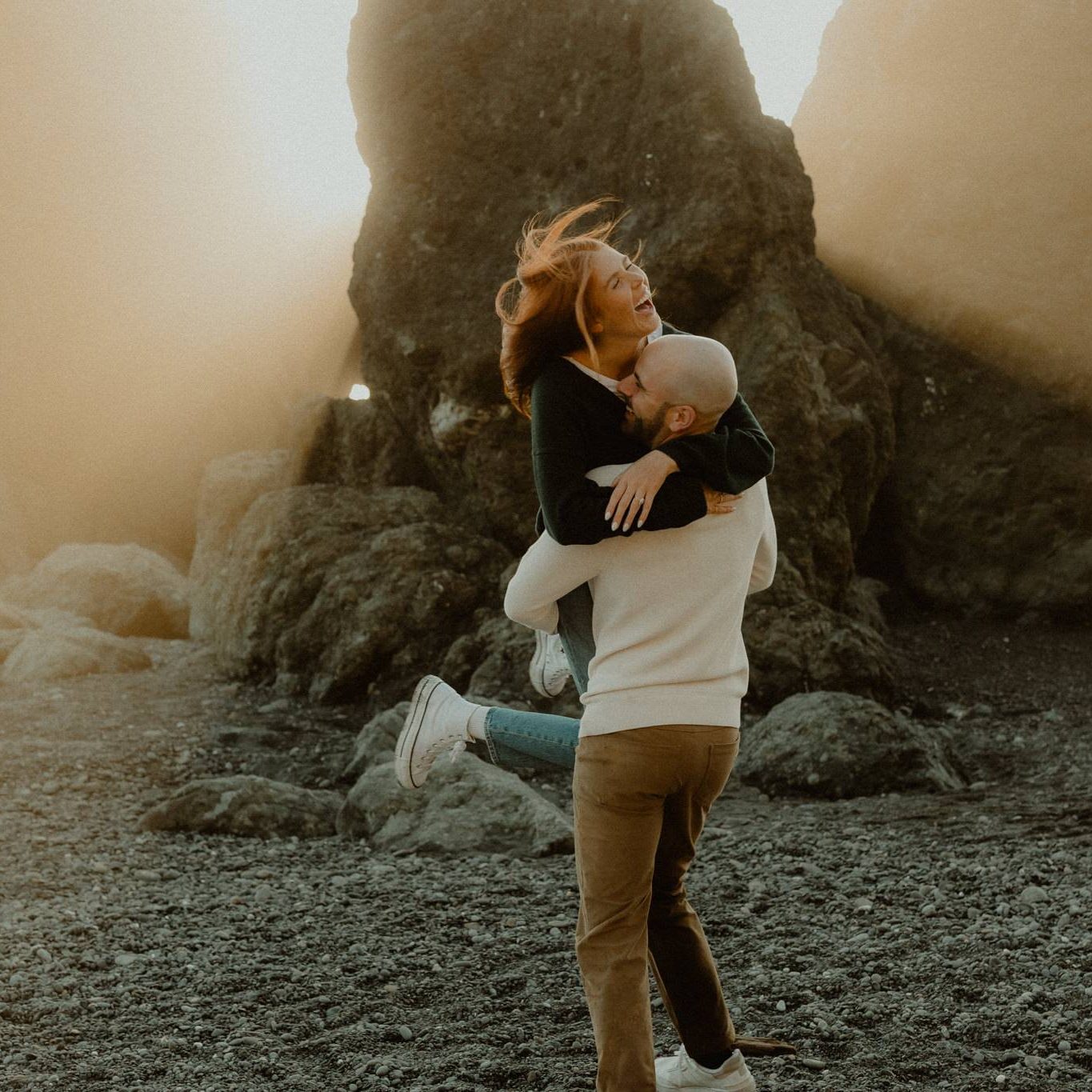 Ruby Beach engagement session at sunset in Washington